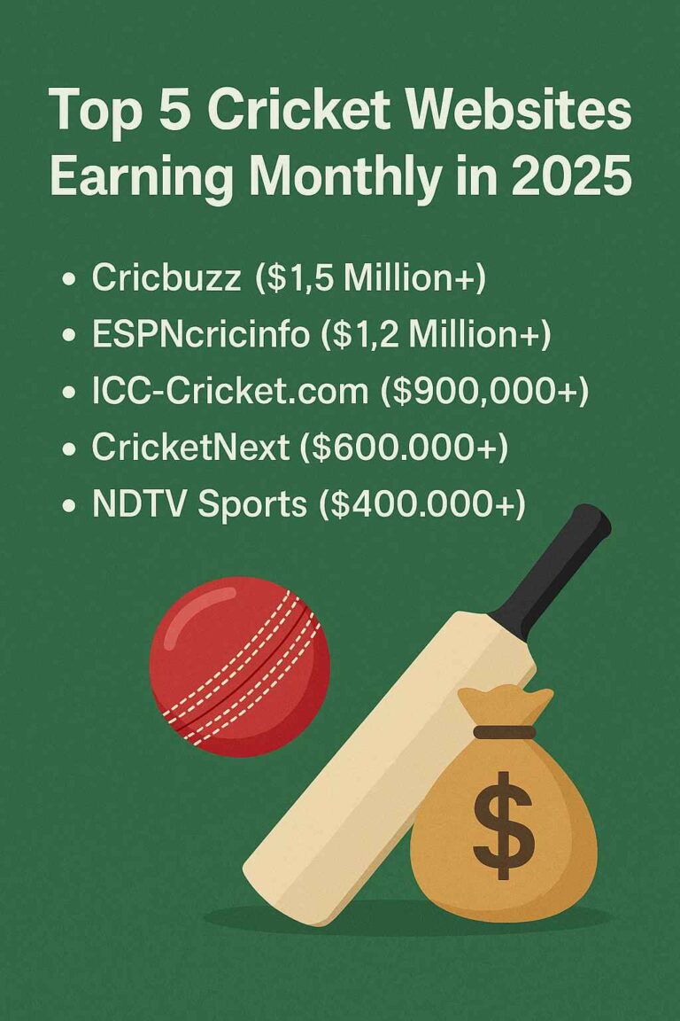 Top 5 Cricket Websites and Their Massive Monthly Earnings in 2025